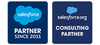 Two Salesforce partner logos – Salesforce partner since 2011 and Salesforce.org consulting partner - Core Technology Partners Link